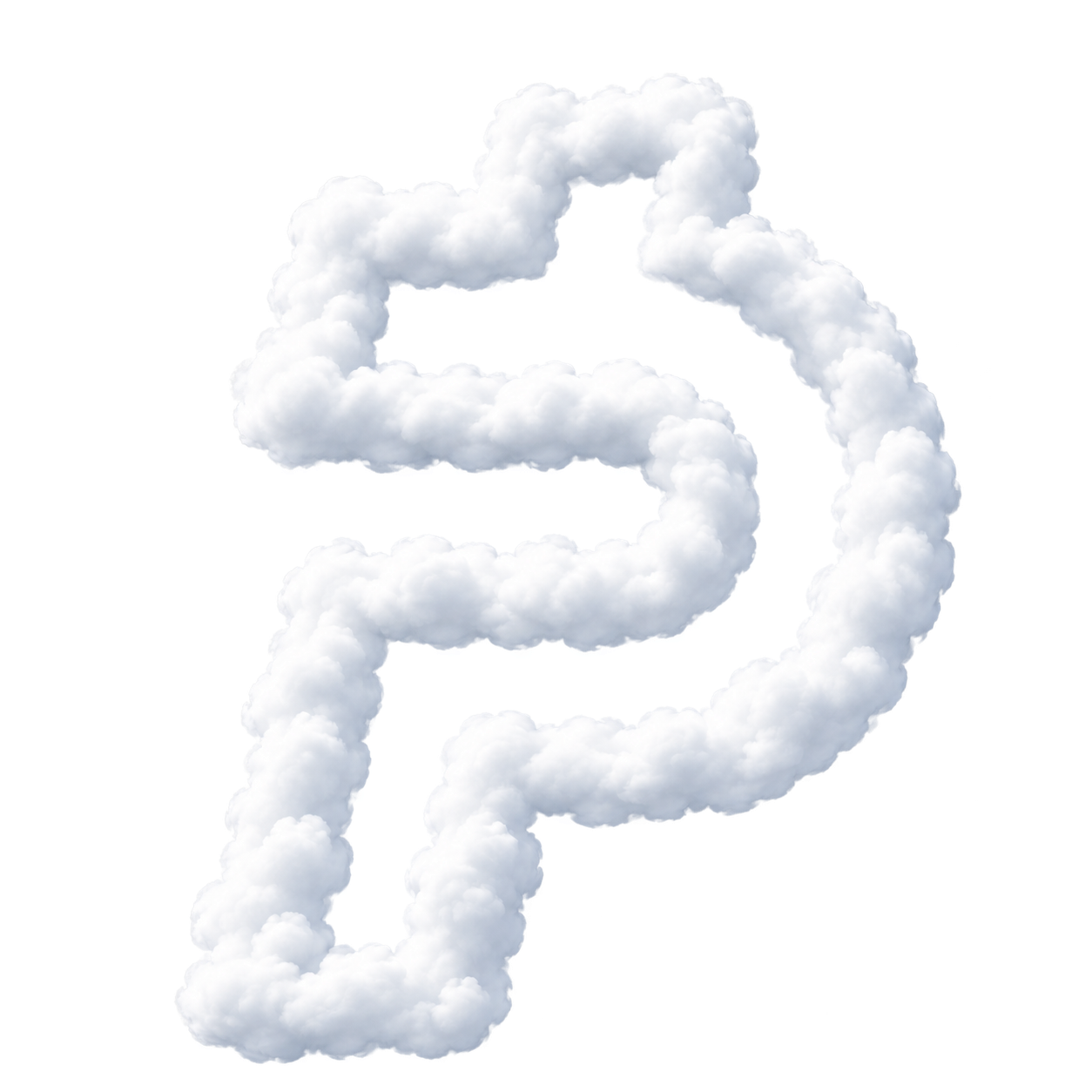 A white Paidcloud character made of clouds